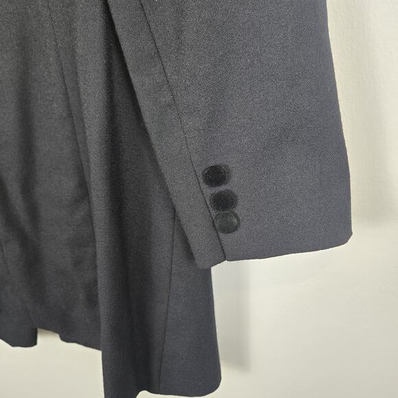 Vintage Emily Wool Tailored Car Coat 14W Academia Black Velvet Collar MOBWIFE - Picture 6 of 11